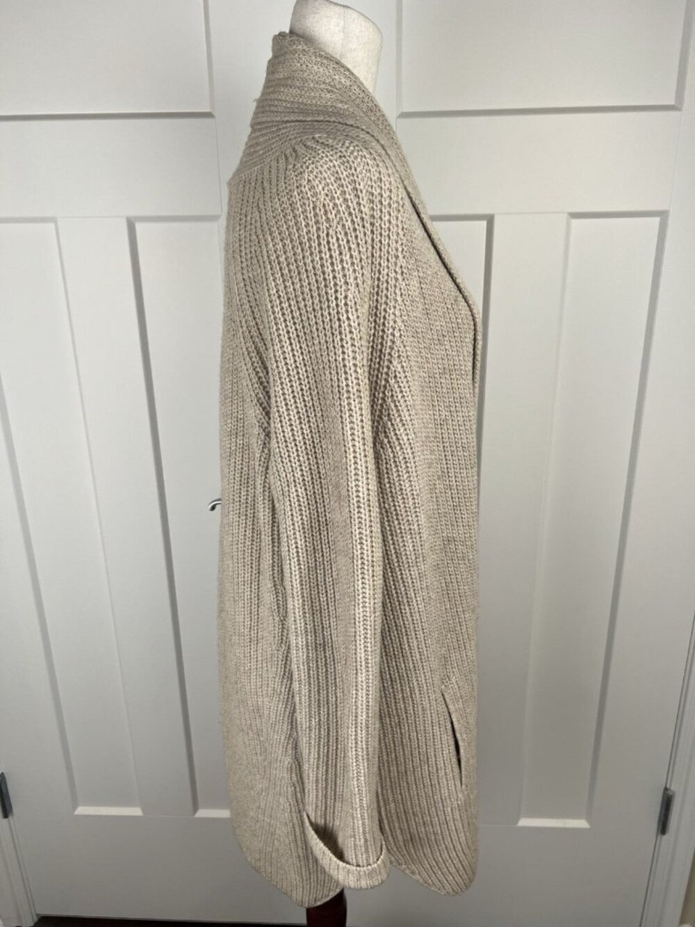 Vince Light Beige Open-Front Ribbed Cardigan - Picture 5 of 12